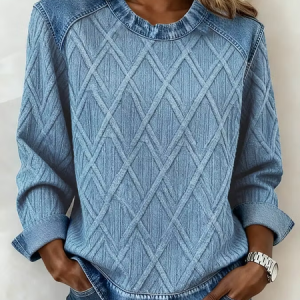 Women Abstract Graphic Crew Neck Printing Casual Spring/Fall Long Sleeve Sweatshirt, JustFashionNow Sweatshirts & Hoodies, color:Blue|size:5XL