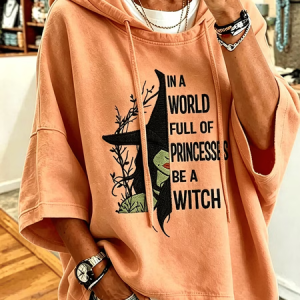 Women Text Letters Half Sleeve Casual Holiday Spring/Fall Hoodie, JustFashionNow Sweatshirts & Hoodies, color:Light Orange|size:5XL