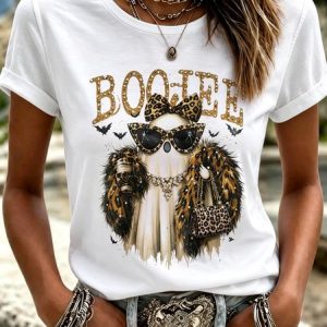 Women Halloween Short Sleeve Tee T-shirt Crew Neck Casual Summer Top, JustFashionNow T-Shirts, color:Color2|size:5XL