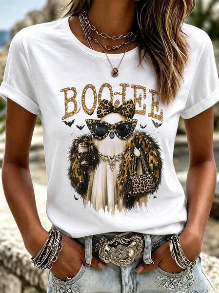 Women Halloween Short Sleeve Tee T-shirt Crew Neck Casual Summer Top, JustFashionNow T-Shirts, color:Color2|size:5XL