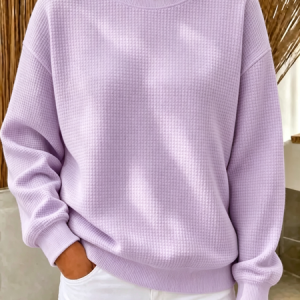 Women Plain Crew Neck Casual Spring/Fall Long Sleeve Sweatshirt, JustFashionNow Sweatshirts & Hoodies, color:Purple|size:5XL