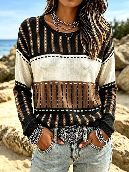Women Abstract Long Sleeve Tee T-shirt Crew Neck Printing Casual Spring/Fall Top, JustFashionNow T-Shirts, color:Black|size:5XL