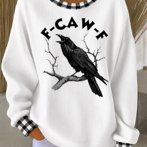 Women Animal Crew Neck Casual Spring/Fall Long Sleeve Sweatshirt, JustFashionNow Hoodies, color:White|size:5XL