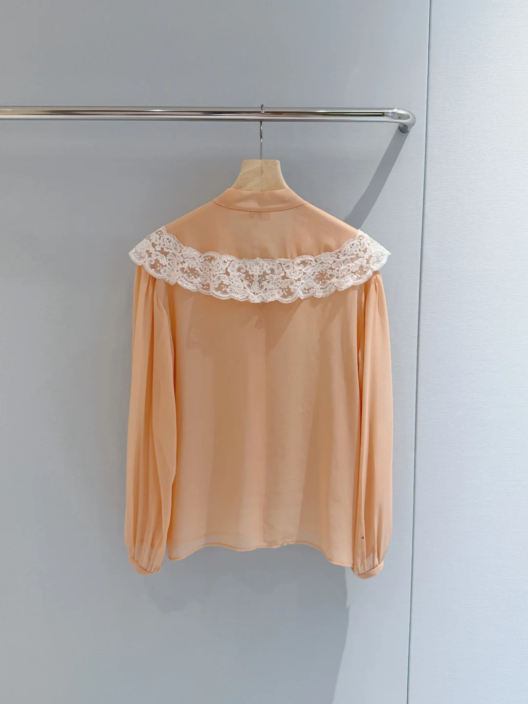 2026 New Summer Women's Blouse, Soft Orange Lace Trim Bow Tie Chiffon Shirt - AliExpress Shirts & Blouses