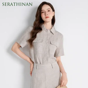 TX661032 High End Flaxen Blouse Women's Vintage Point Collar Cotton Lined Loose Fit Casual Summer LP Shirts - AliExpress Shirts & Blouses