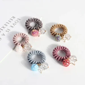 Telephone Line Hair Tie Rope Women Sweet Girls Elastic Wire Hair Bands Accessories Glitter Ball Star Ponytail Holder Scrunchies - AliExpress New Headwear