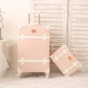 Retro Fashion Handmade Set Rolling Luggage Makeup Bag Women Pink Spinner Carry On Travel Trolley Suitcase Box With Cosmetic Case - AliExpress Luggage