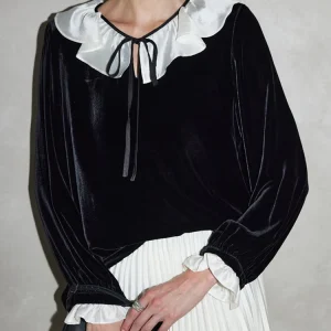 Winsleter-Bottom 100%Real Silk Elegant Shirt, Long Sleeve V Neck Ruffles, Women Retro Loose Doll Blouse, 2026 Spring T61407CC - AliExpress Shirts & Blouses
