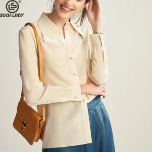 100% Silk Women's Shirt Turn Down Collar Long Sleeves Embroidery Elegant Fashion Blouse Tops - AliExpress Shirts & Blouses