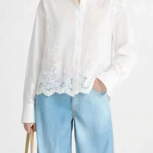 Handmade Lace Appliques Women White Shirt Spring/Summer Single Breasted Turn-down Collar Long Sleeve Fashion Cotton Blouse Top - AliExpress Shirts & Blouses