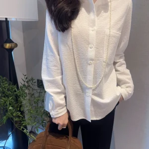 Elegant Loose Long Sleeve White Shirt Women's Top Quality Cotton Basic Style Commute Fashion Korean Style Button Detail - AliExpress Shirts & Blouses