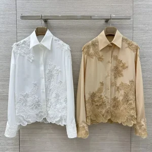 Women Lace embroidered silk shirt tops fashion casual temperament lady tops - AliExpress Shirts & Blouses