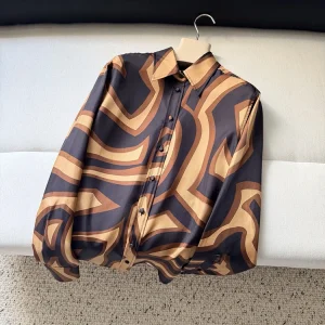 Spring Summer Fashion Vintage Print Single Breasted Casual Silk Blouses Women's Turn-down Collar Button Long Sleeve Shirt - AliExpress Shirts & Blouses