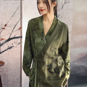 UMI MAO New Chinese Style Bamboo Leaf Flocked Dragon Pattern Shirt Jacket For Women Spring Top Femme - AliExpress Shirts & Blouses