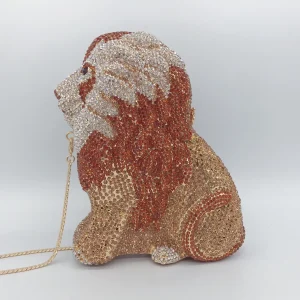 Gold Lion Design Embedded Diamond Dinner Bag Metal Hard Box Clutch Bag Sparkling Magnetic Clasp Vertical Style Women's Handbag - AliExpress Women's Handbags