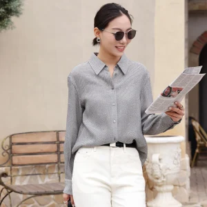 Fashionable Textured Long Sleeve Women's Shirt Loose Fit Glittering Top Autumn New Design Versatile Cotton Polyester Blend - AliExpress Shirts & Blouses