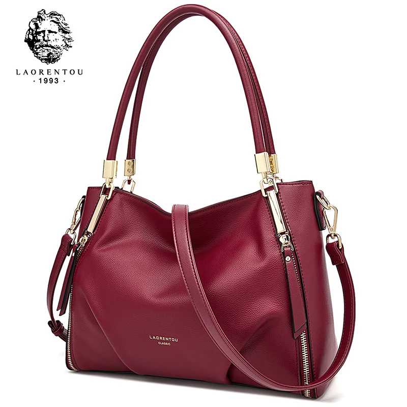 LAORENTOU Genuine Leather Satchel Handbag Women's High Capacity Crossbody Shoulder Bags Lady Top Handle Female Tote Mother Gift - AliExpress Women's Handbags
