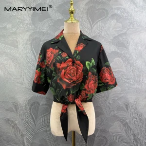 MARYYIMEI Casual printed cotton shirt lapel short-sleeved single-breasted shirt 2026 autumn fashion women's new style - AliExpress Shirts & Blouses