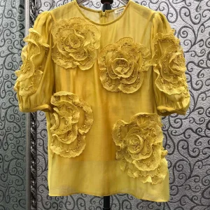 Milan Small Town South Oil Version Big Flower 3D Inner Strap See through Overhead Shirt Women's Lace Shirt Summer 2026 - AliExpress Shirts & Blouses