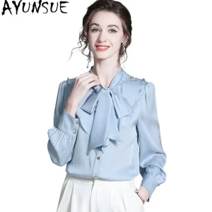 AYUNSUE 95% Natural Silk Shirt Women 2026 Spring Summer Clothes Soild Color Elegant Womens Blouses Bow New Style Блузка Женска - AliExpress Shirts & Blouses