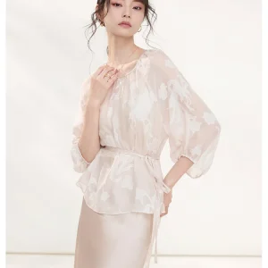 Elegant Silk Shirt Floral Embroidery Lightweight Loose Fit Women's Top Ultra-Viscose Translucent Summer Fashion Chinese Style - AliExpress Shirts & Blouses