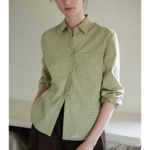 Nice People 2025AW Color Woven Pure Cotton High Intelligence Small Grid Shirt Women's Commute Style Long Sleeve Button down - AliExpress Shirts & Blouses