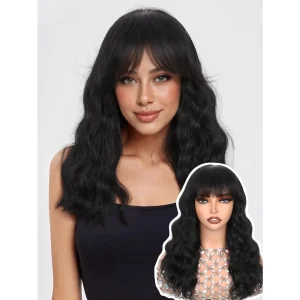 16 Inch Natural Wave Human Hair Wig with Bangs for Women - 100% Real Hair, Suitable for Daily and Party Wear - AliExpress New Headwear