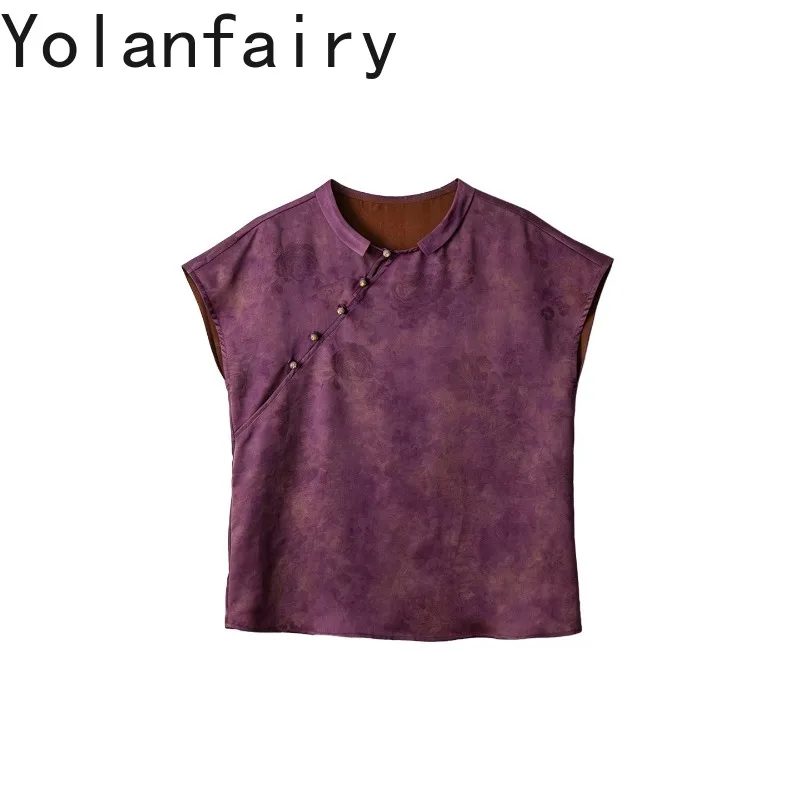 YOLANFAIRY 100% Natural Mulberry Silk Shirts for Women Elegant Short Sleeve Womens Tops Fashion Real Silk Blouse blusa feminina - AliExpress Shirts & Blouses