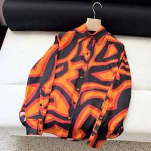 Spring Summer Fashion Vintage Geometric Print Silk Casual Blouses Women's Turn-down Collar Single Breasted Long Sleeve Shirt - AliExpress Shirts & Blouses