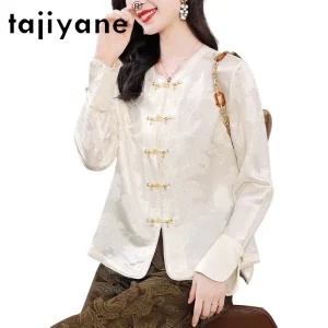 TAJIYANE 95% Mulberry Silk Shirt Woman Retro Jacquard Chinese Style Blouse Premium Ladies Tops 2026 Spring Clothes Women одежда - AliExpress Shirts & Blouses