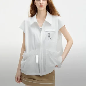 Elle White Drawstring Sleeveless Shirt Women's Fashionable Unique Summer New Arrival Loose Fit Commute Style Zipper Closure - AliExpress Shirts & Blouses