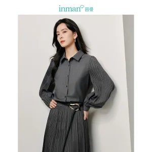 INMAN Perma Pleat lantern sleeve Women's blouses 2024 Autumn commuter Long Sleeve Shirts tops - AliExpress Shirts & Blouses
