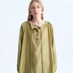 Natural Silk Sand Wash Long Sleeve Drawstring round Neck Loose Shirt Women's Simple Style Comfortable Breathable Shirt - AliExpress Shirts & Blouses