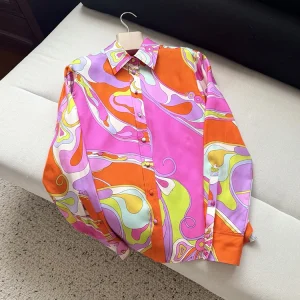 Spring Summer Fashion Daily Casual Vintage Geometric Print Silk Blouses Women's Turn-down Collar Single Button Long Sleeve Shirt - AliExpress Shirts & Blouses