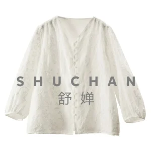 Heavy Industry Embroidery Seven-point Lantern Sleeve Ramie White Shirt 16M6 Blouses for Women Fashion 2026 - AliExpress Shirts & Blouses