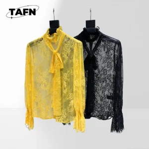 Bow Ribbon Lace Trim Shirt Women's Loose Long Shirt Dress Oversized Casual Blouse Shirt Turn Down Collar Workwear Blouse AH01121 - AliExpress Shirts & Blouses