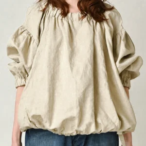Loose Fit Linen Shirt Women's round Neck Long Sleeve Bubble Sleeve Casual Style Fashion Comfortable Breathable Summer Shirt - AliExpress Shirts & Blouses