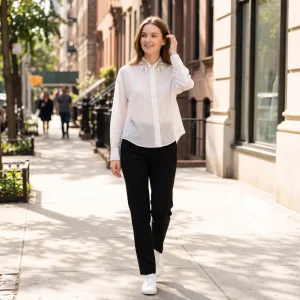 100% Cotton Women Crystal Beaded Collar White Button Down Shirt Elegant Long Sleeve Blouse French Chic Office Fashion BF2024 - AliExpress Shirts & Blouses