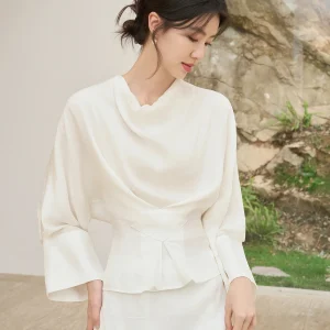 Elegant Knowledgeable Women's Shirt JANSAN Larsele Crossed Belt Design Slim Fit Long Sleeve Regular Length Collared Top - AliExpress Shirts & Blouses