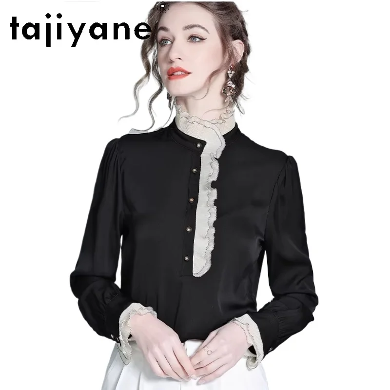 TAJIYANE Women's 95% Mulberry Silk Blouse Chic French Style Ladies Tops Elegant Black Silk Shirt Autumn Clothes Woman 2026 여성의류 - AliExpress Shirts & Blouses