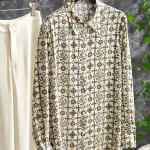 Elegant Silk Long Sleeve Shirt Women's Printed Straight Cut Button up Top Skin Friendly Breathable Summer Fashion Design - AliExpress Shirts & Blouses