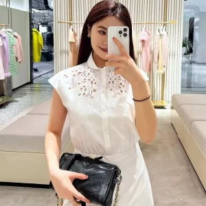 2026 New Summer Women Casual Cotton Tops Sleeveless Fashionable Hollow Out Embroidered White Shirt - AliExpress Shirts & Blouses