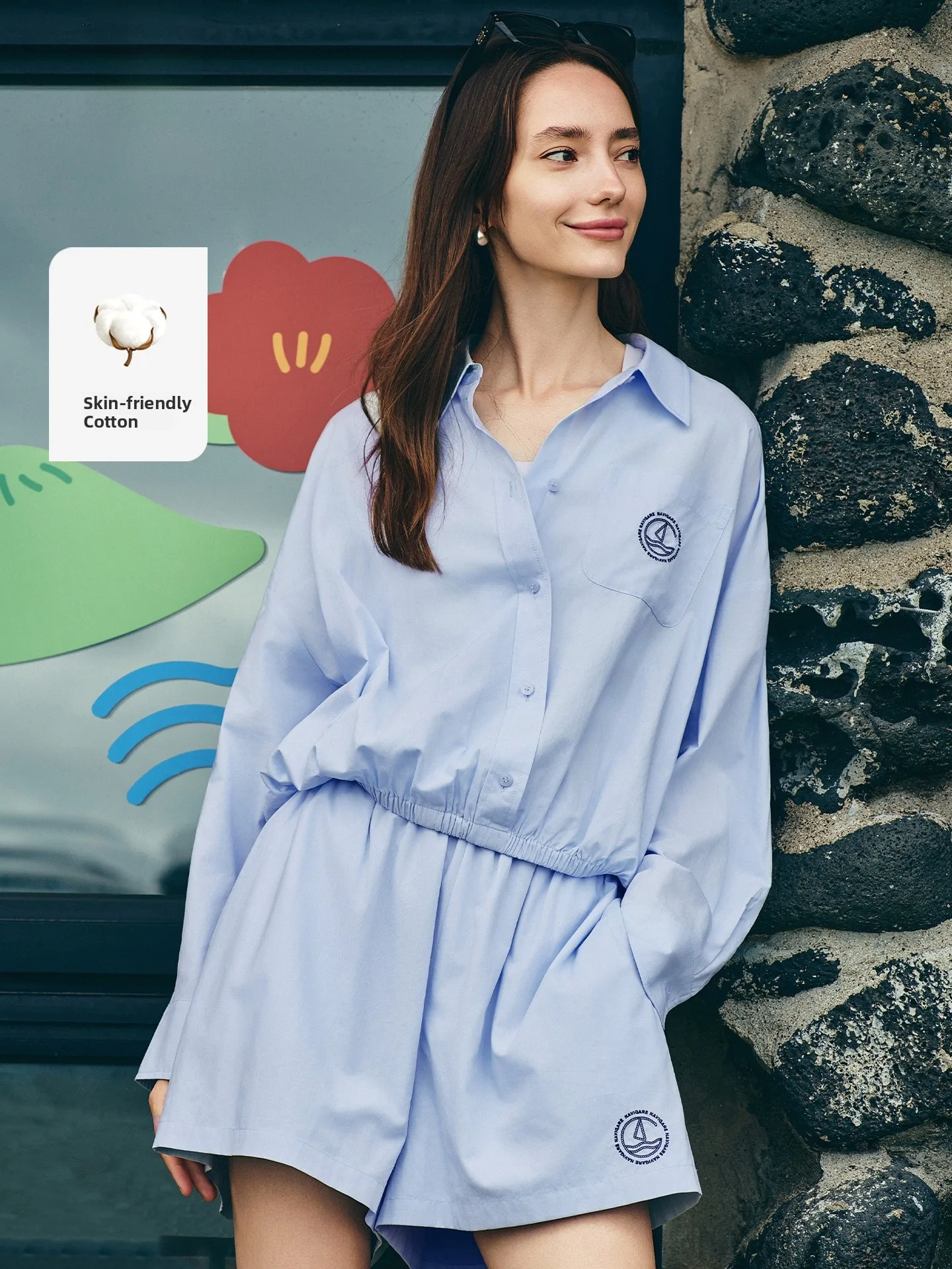 Navigare Casual Long Sleeve Women's Shirt Spring 2026 New Flip Collar Overhead Loose Fit Cotton Rayon Blend Comfortable Shirt - AliExpress Shirts & Blouses