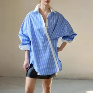 Spring and Autumn Striped Patchwork Village Cotton Shirt Women Tops - AliExpress Shirts & Blouses