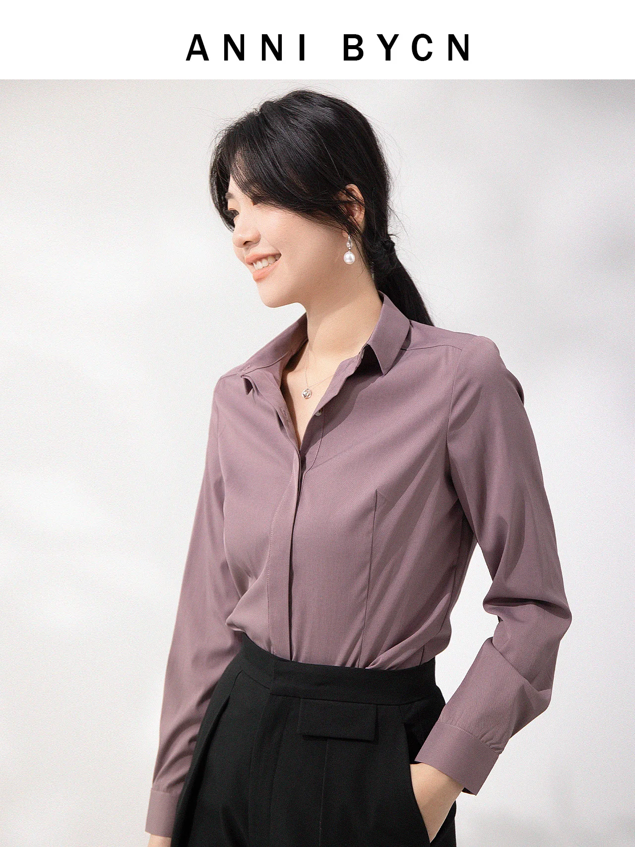 Annibycn Casual Long Sleeve Shirt Women's Versatile Slimming Top Spring Autumn New Style Commute Style Bamboo Fiber Blend - AliExpress Shirts & Blouses