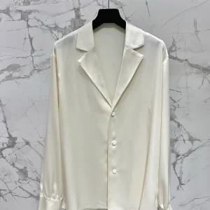 Acetate Satin Shirt Women's Loose Fit Business Style Smooth Slimming Long Sleeve Button up Pure Color Commute Friendly - AliExpress Shirts & Blouses