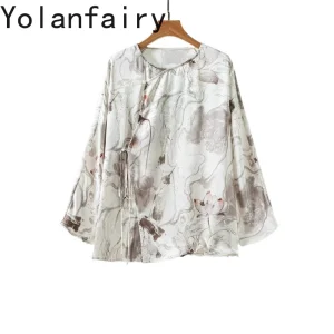 YOLANFAIRY Luxury 100% Real Mulberry Silk Shirts Woman Clothing Elegant Long Sleeve Blouses Women Jacquard Silk Tops Loose Shirt - AliExpress Shirts & Blouses
