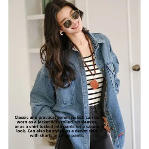 MeiYang Blue Universe Denim Shirt Long Sleeve Salt System Style Women's Casual Cotton Blend Button up Neck Coat - AliExpress Shirts & Blouses