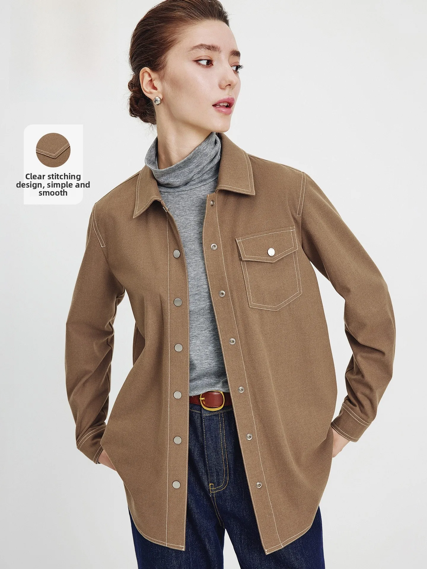 Navigare Women's Long Sve irt Casual Commute Spring 2026 New Sle Simple Sle Polyester Fiber Blend Casual Top Coat - AliExpress Shirts & Blouses