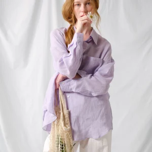 Spring Summer Casual Pure Linen  Embroidery Pink Purple Women's Shirt Breathable Loose Fit Long Sleeve Comfortable Skin-... - AliExpress Shirts & Blouses